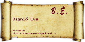 Bignió Éva névjegykártya